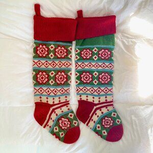 Two Garnet Hill Handknit Wool Stockings